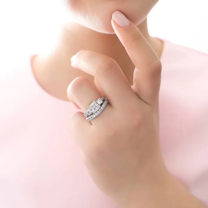 Rings 3Stone 2ct Princess CZ Ring Set in Sterling Silver BERRICLE