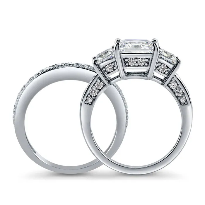 Rings 3Stone 2ct Princess CZ Ring Set in Sterling Silver BERRICLE