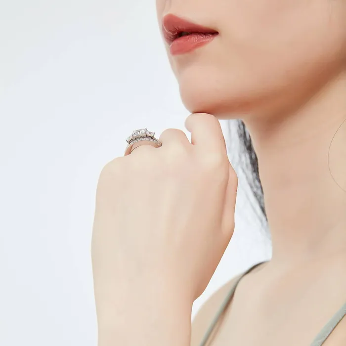 Rings 3Stone 2ct Princess CZ Ring Set in Sterling Silver BERRICLE