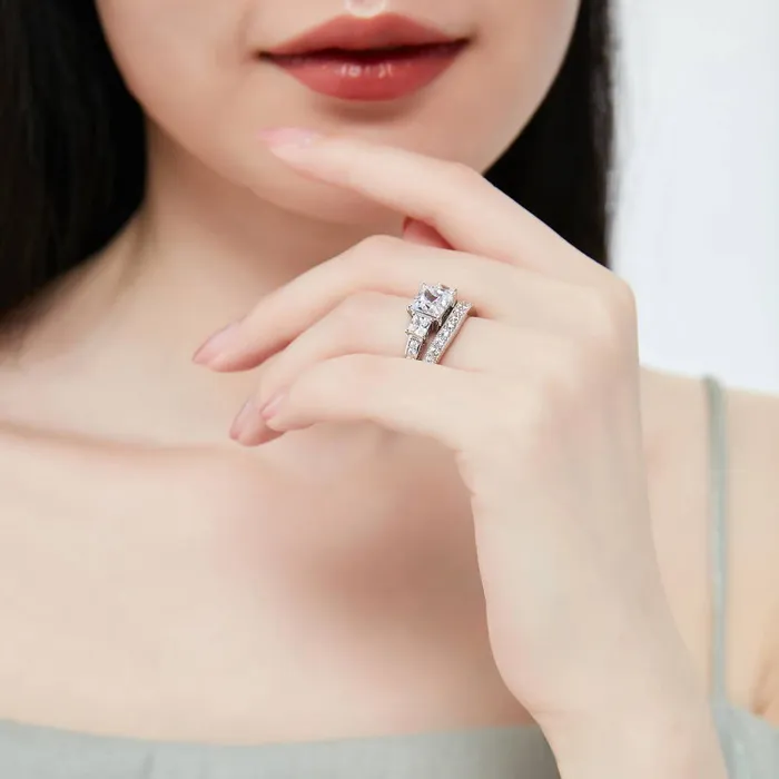 Rings 3Stone 2ct Princess CZ Ring Set in Sterling Silver BERRICLE
