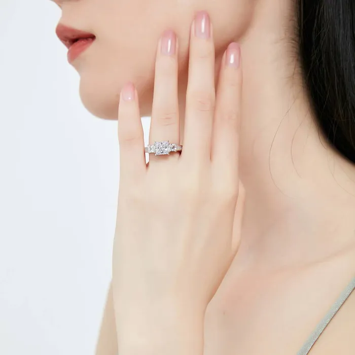 Rings 3Stone 2ct Princess CZ Ring Set in Sterling Silver BERRICLE