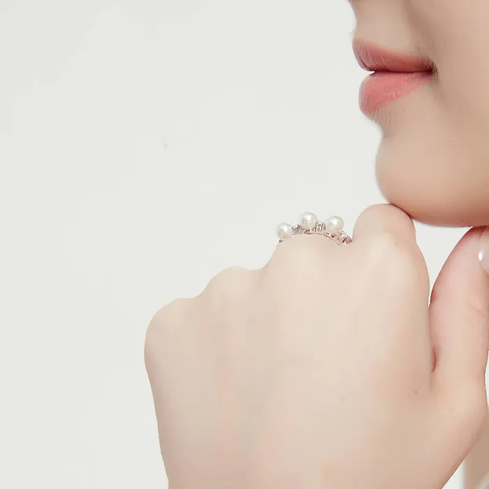 Rings Bead Imitation Pearl Ring in Sterling Silver BERRICLE