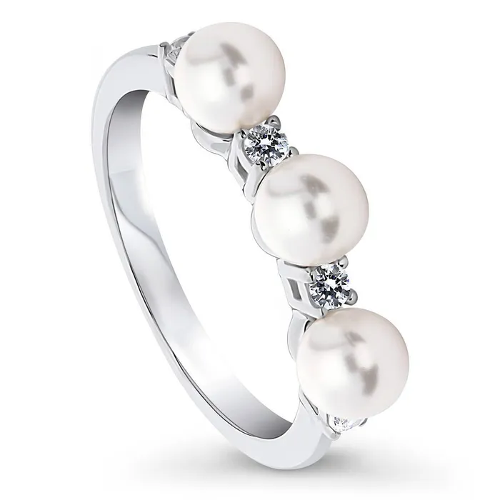 Rings Bead Imitation Pearl Ring in Sterling Silver BERRICLE