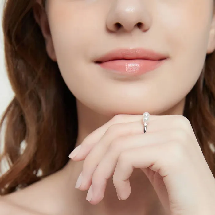 Rings Bead Imitation Pearl Ring in Sterling Silver BERRICLE