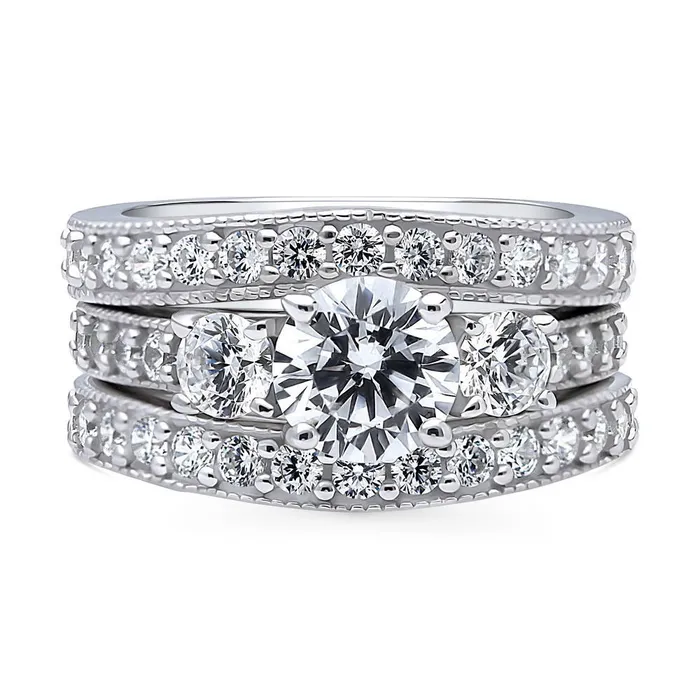 Rings BERRICLE 3Stone 125ct CZ Ring Set in Sterling Silver