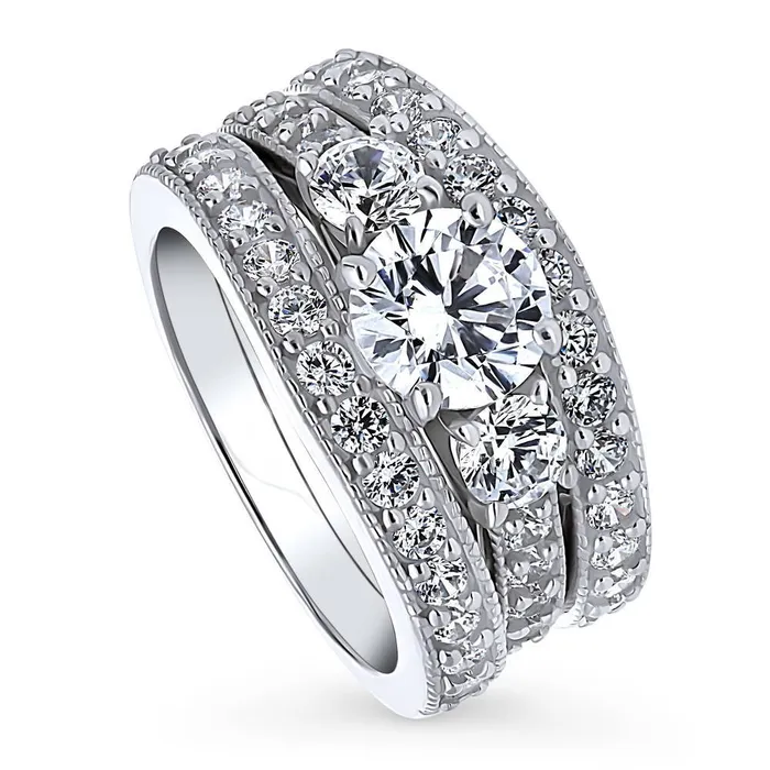 Rings BERRICLE 3Stone 125ct CZ Ring Set in Sterling Silver