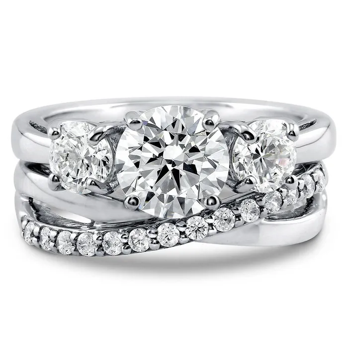 Rings BERRICLE 3Stone Infinity 125ct CZ Ring Set in Sterling Silver