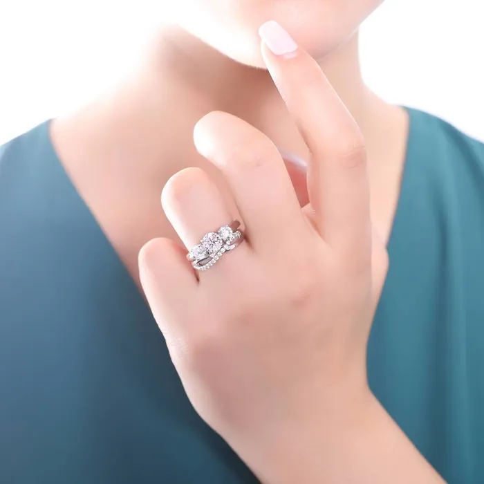 Rings BERRICLE 3Stone Infinity 125ct CZ Ring Set in Sterling Silver