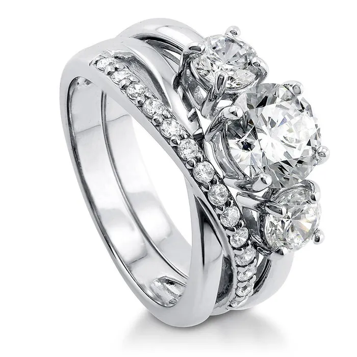 Rings BERRICLE 3Stone Infinity 125ct CZ Ring Set in Sterling Silver
