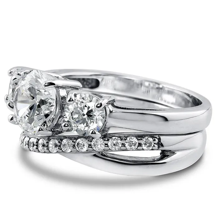 Rings BERRICLE 3Stone Infinity 125ct CZ Ring Set in Sterling Silver