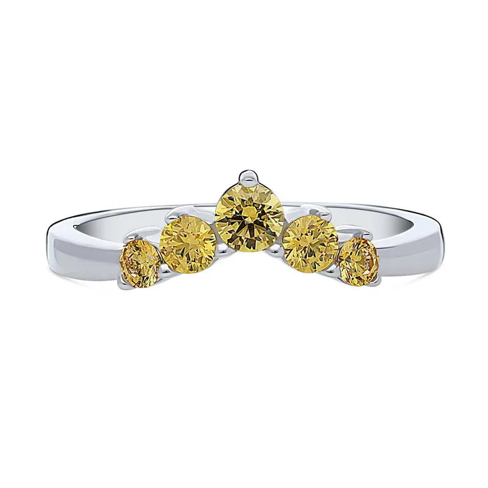 Rings BERRICLE 5Stone Wishbone CZ Stackable Band in Sterling Silver