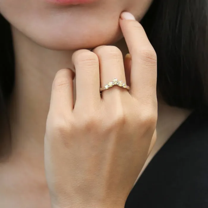 Rings BERRICLE 5Stone Wishbone CZ Stackable Band in Sterling Silver