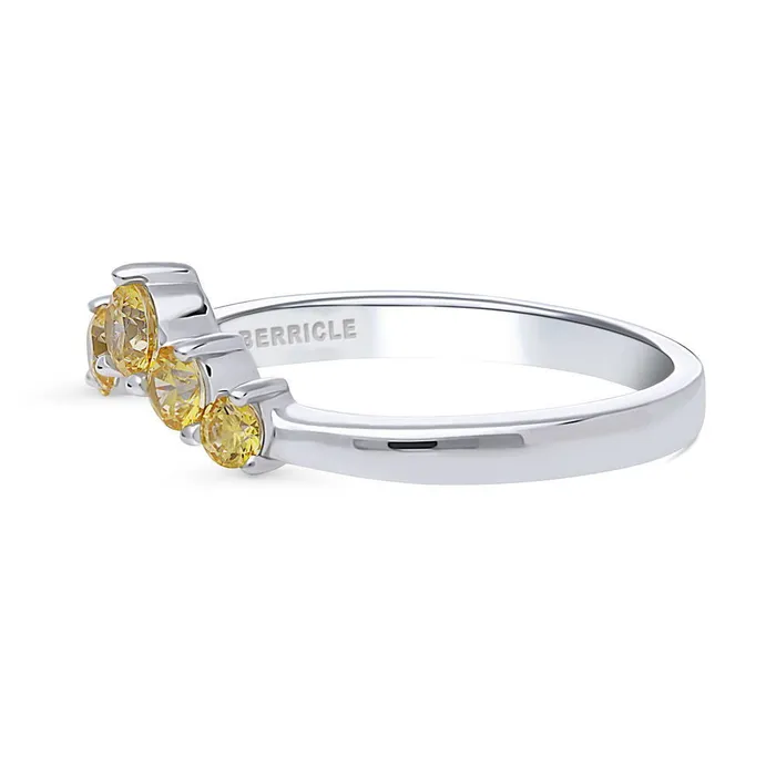 Rings BERRICLE 5Stone Wishbone CZ Stackable Band in Sterling Silver
