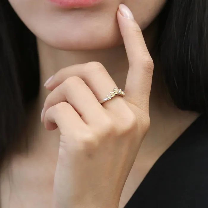 Rings BERRICLE 5Stone Wishbone CZ Stackable Band in Sterling Silver