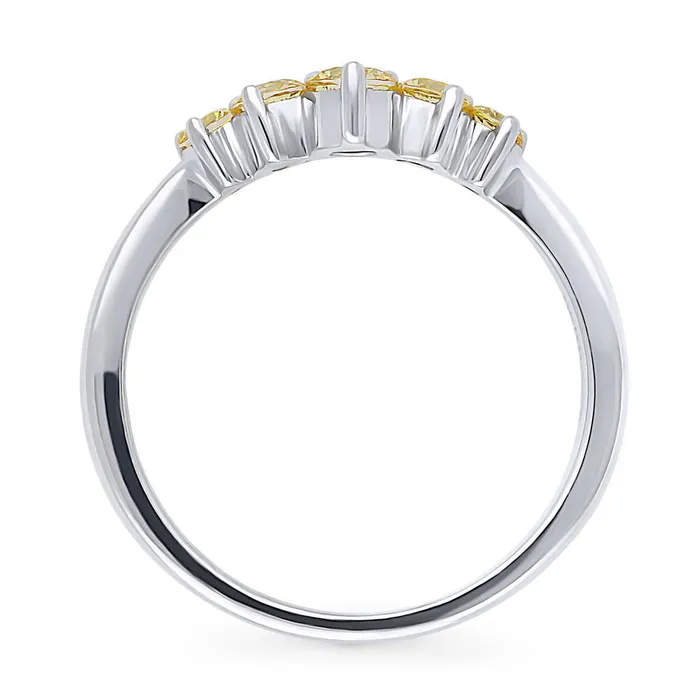 Rings BERRICLE 5Stone Wishbone CZ Stackable Band in Sterling Silver