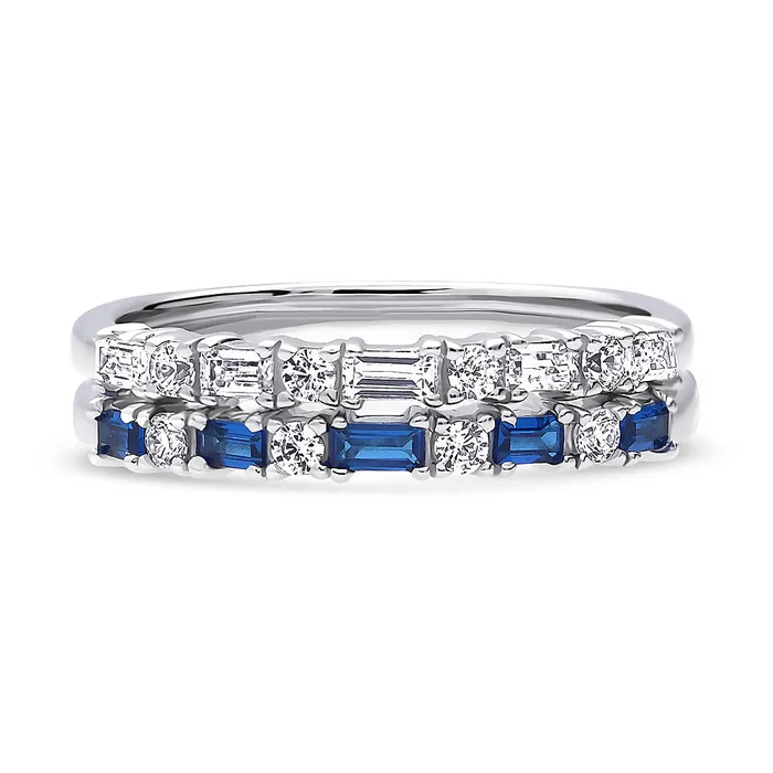 Rings BERRICLE Art Deco Baguette CZ Eternity Ring Set in Sterling Silver