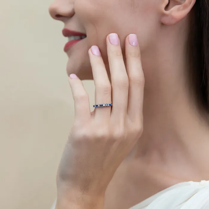 Rings BERRICLE Art Deco Baguette CZ Eternity Ring Set in Sterling Silver