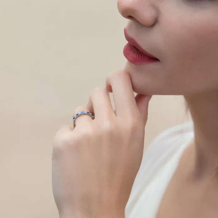 Rings BERRICLE Art Deco Baguette CZ Eternity Ring Set in Sterling Silver