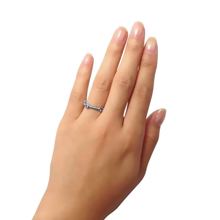 Rings BERRICLE Bubble Cable Simulated Blue Tanzanite CZ Band in Sterling Silver