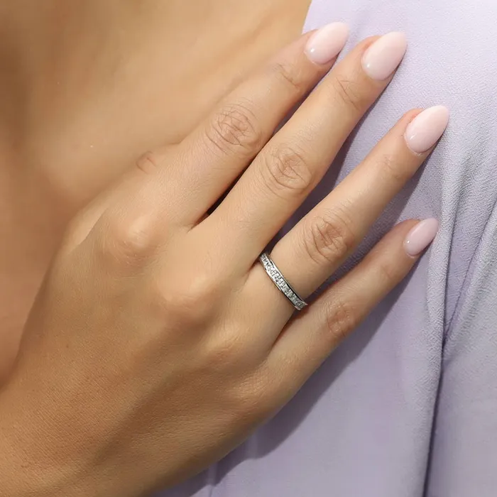 Rings BERRICLE Channel Princess CZ Eternity Ring in Sterling Silver