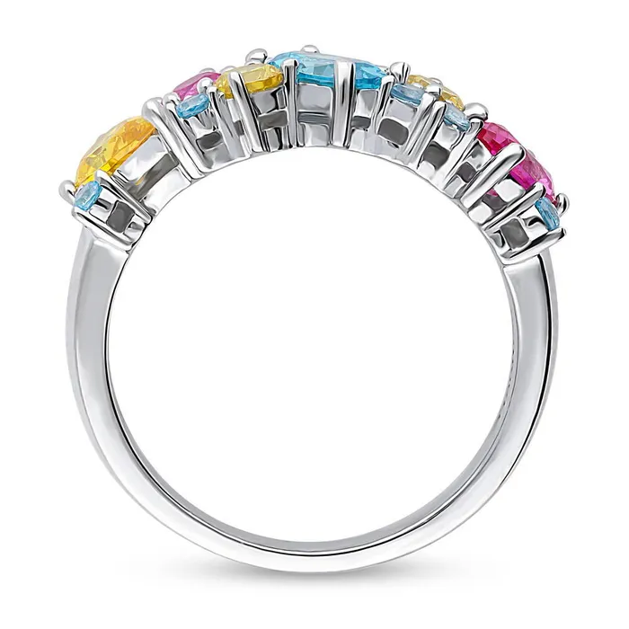 Rings BERRICLE Cluster CZ Stackable Band in Sterling Silver