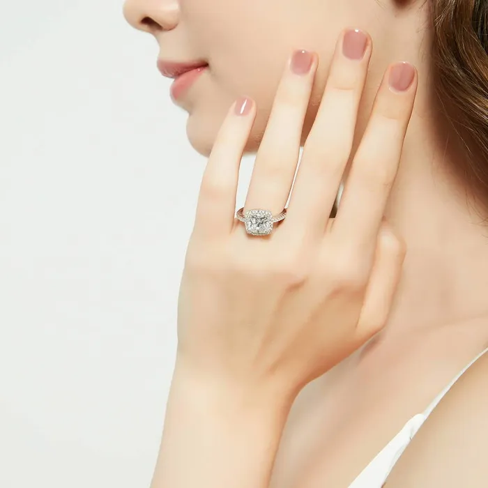 Rings BERRICLE Halo Cushion Cut CZ Ring in Sterling Silver