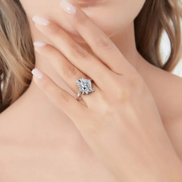 Rings BERRICLE Heart Flower CZ Ring in Sterling Silver