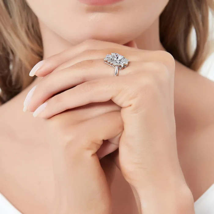 Rings BERRICLE Heart Flower CZ Ring in Sterling Silver