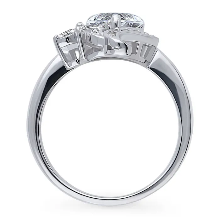 Rings BERRICLE Heart Flower CZ Ring in Sterling Silver