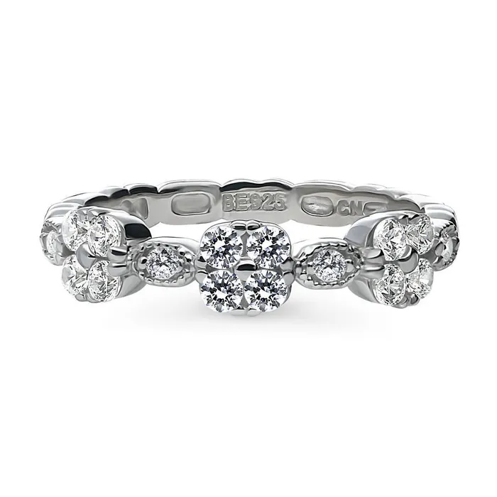 Rings BERRICLE Milgrain Art Deco CZ Ring in Sterling Silver