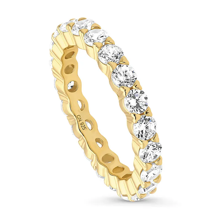 Rings BERRICLE Pave CZ Eternity Ring in Gold Flashed Sterling Silver
