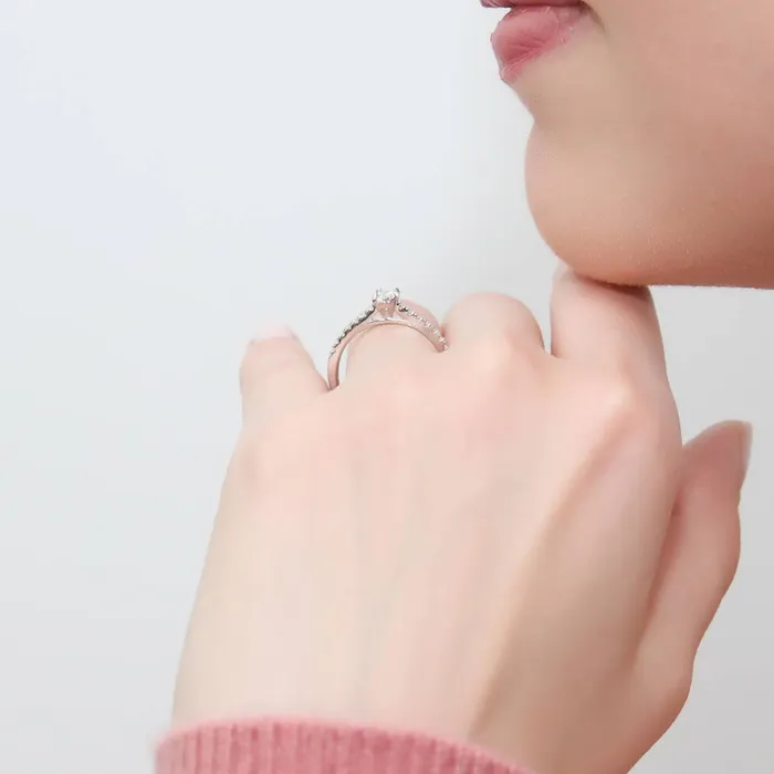 Rings BERRICLE Solitaire 04ct Oval CZ Ring in Sterling Silver