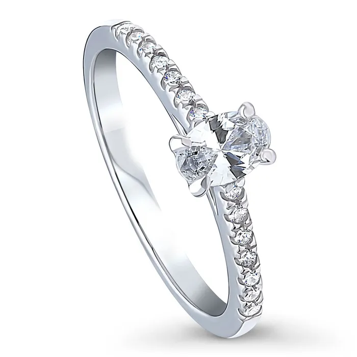 Rings BERRICLE Solitaire 04ct Oval CZ Ring in Sterling Silver