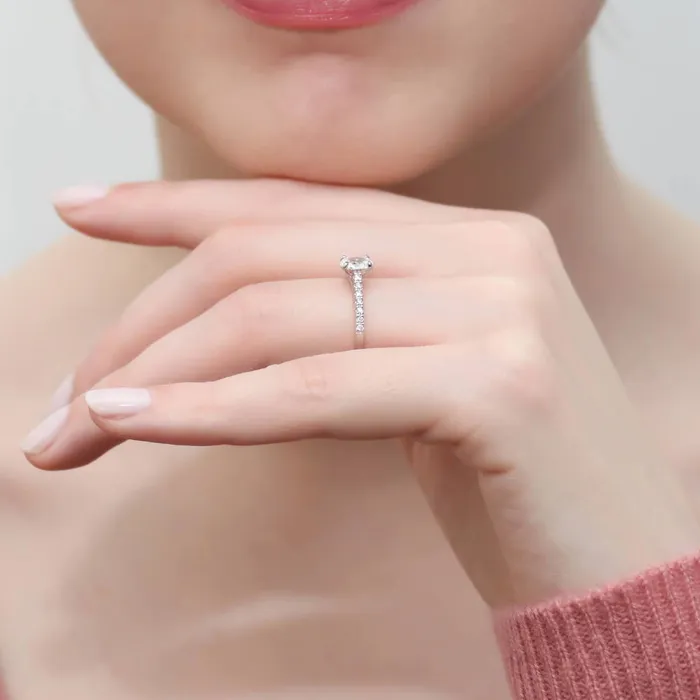 Rings BERRICLE Solitaire 04ct Oval CZ Ring in Sterling Silver