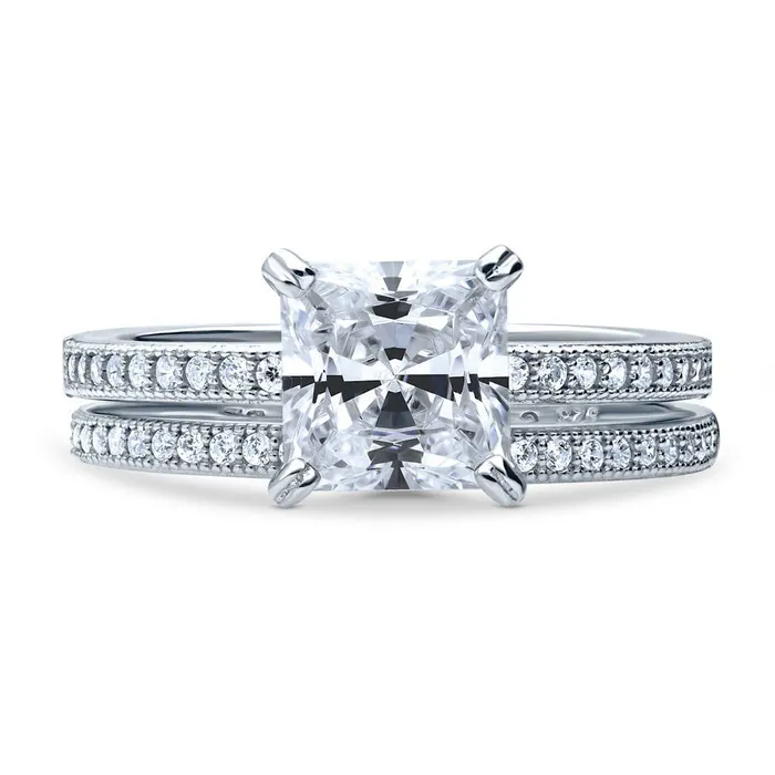 Rings BERRICLE Solitaire 2ct Princess CZ Ring Set in Sterling Silver