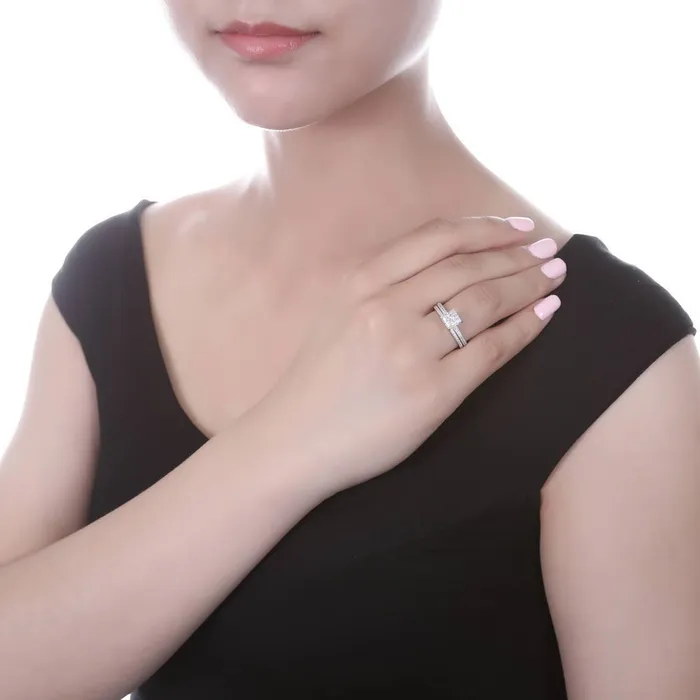 Rings BERRICLE Solitaire 2ct Princess CZ Ring Set in Sterling Silver