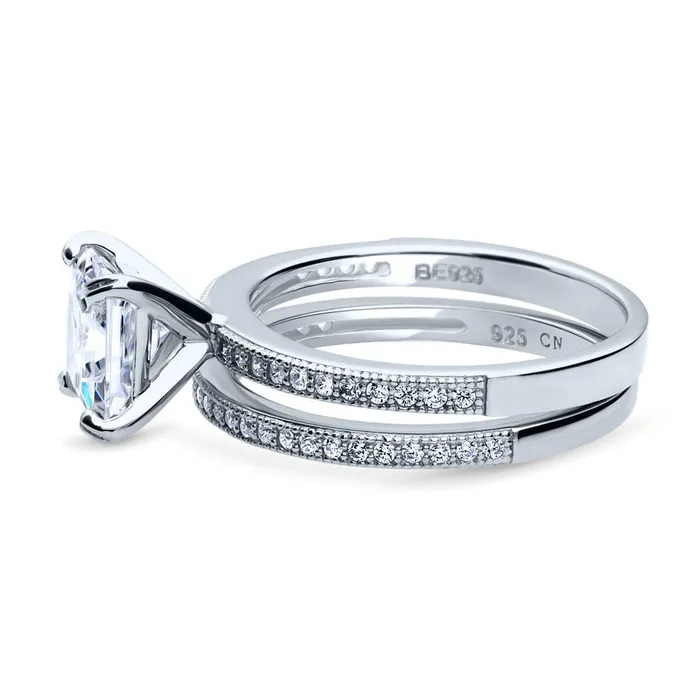 Rings BERRICLE Solitaire 2ct Princess CZ Ring Set in Sterling Silver