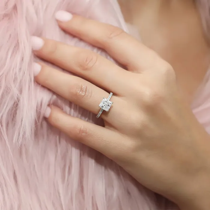 Rings BERRICLE Solitaire 2ct Princess CZ Ring Set in Sterling Silver