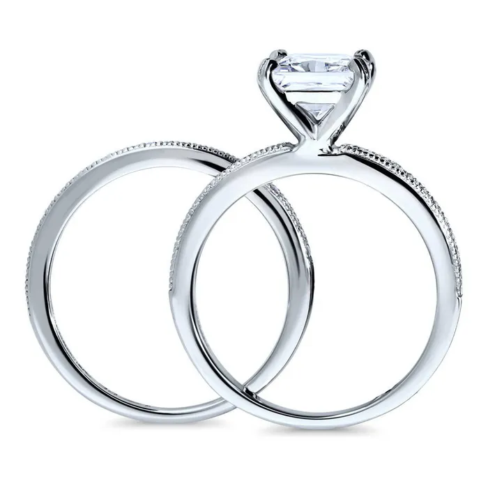 Rings BERRICLE Solitaire 2ct Princess CZ Ring Set in Sterling Silver