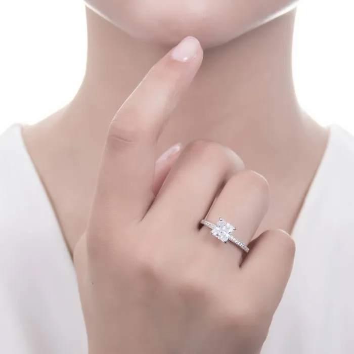 Rings BERRICLE Solitaire 2ct Princess CZ Ring Set in Sterling Silver