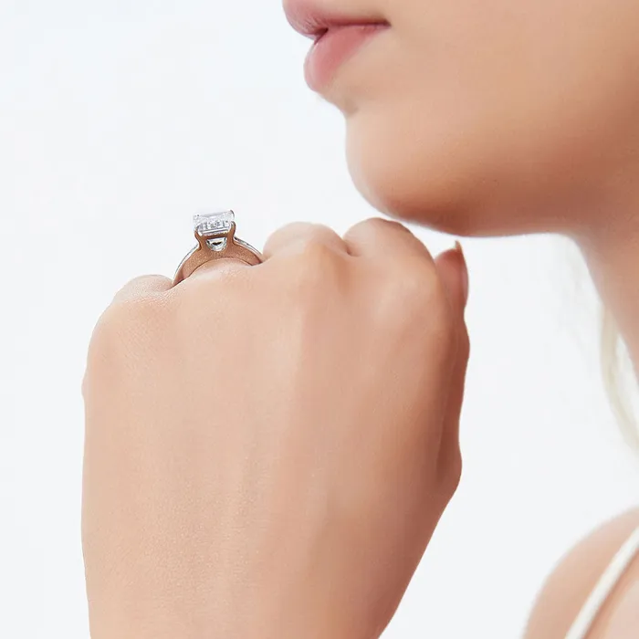 Rings BERRICLE Solitaire 38ct Emerald Cut CZ Ring Set in Sterling Silver