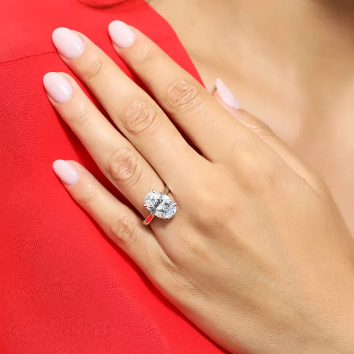 Rings BERRICLE Solitaire 55ct Oval CZ Ring in Sterling Silver