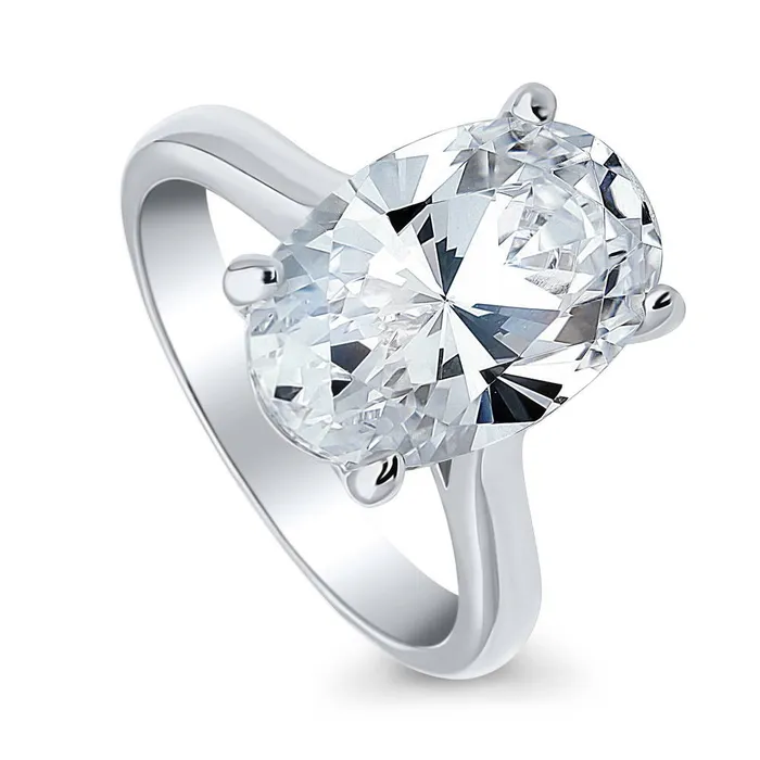 Rings BERRICLE Solitaire 55ct Oval CZ Ring in Sterling Silver