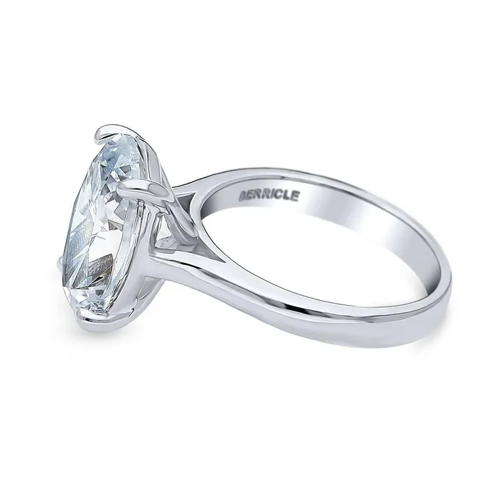 Rings BERRICLE Solitaire 55ct Oval CZ Ring in Sterling Silver