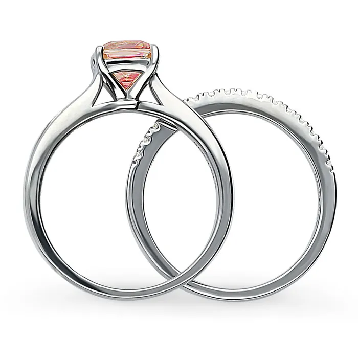 Rings BERRICLE Solitaire Kaleidoscope Red Orange CZ Ring Set in Sterling Silver