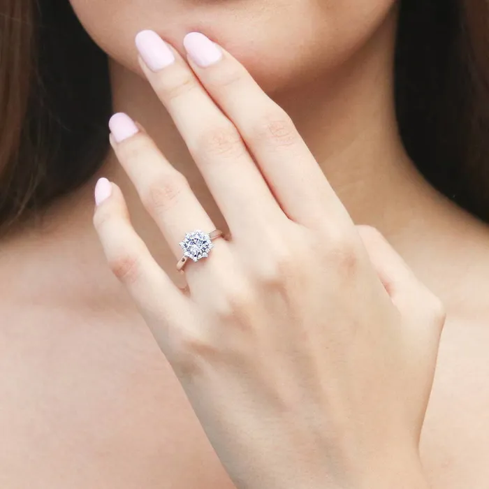Rings BERRICLE Sunburst Halo CZ Ring in Sterling Silver