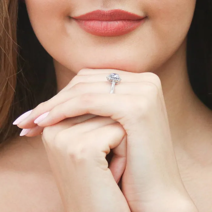 Rings BERRICLE Sunburst Halo CZ Ring in Sterling Silver