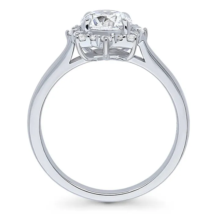 Rings BERRICLE Sunburst Halo CZ Ring in Sterling Silver