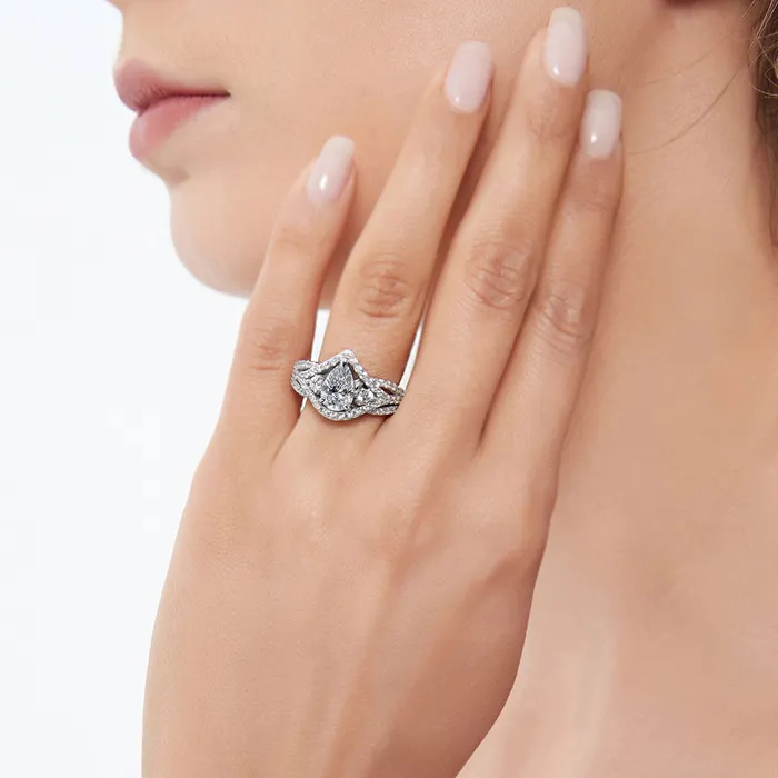 Rings BERRICLE Wishbone Woven 13ct CZ Ring Set in Sterling Silver