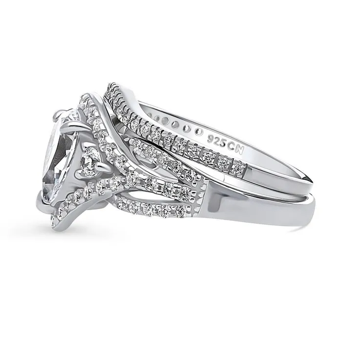 Rings BERRICLE Wishbone Woven 13ct CZ Ring Set in Sterling Silver